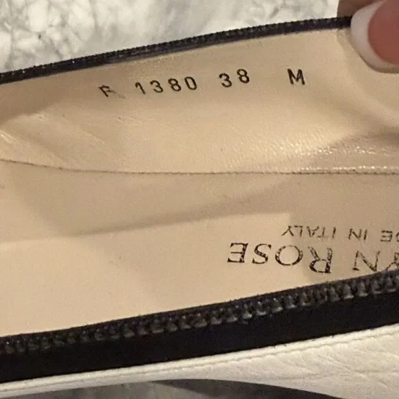 Taryn Rose White Leather Black Patent Wedge Shoes Heals Size 7 / 38 M - Picture 6 of 6